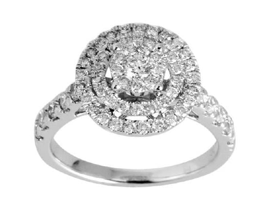 Lady's White 14 Karat Cluster Fashion Ring With 0.50Tw Round Diamonds