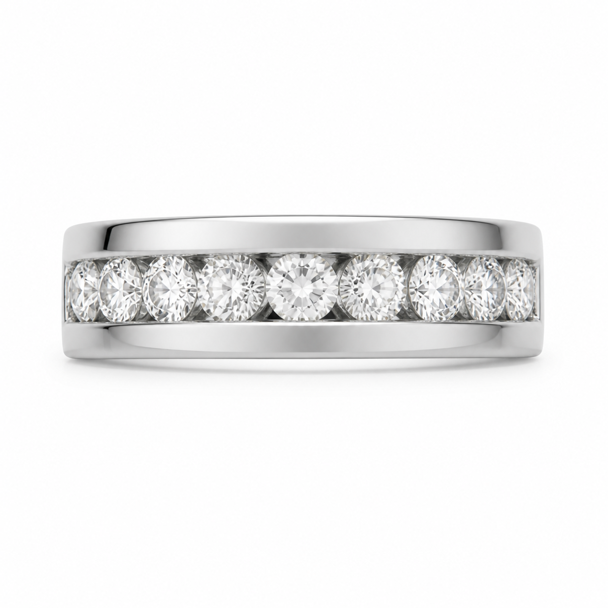 14 Karat White Gold Men's Diamond Wedding Band 1.00 cttw