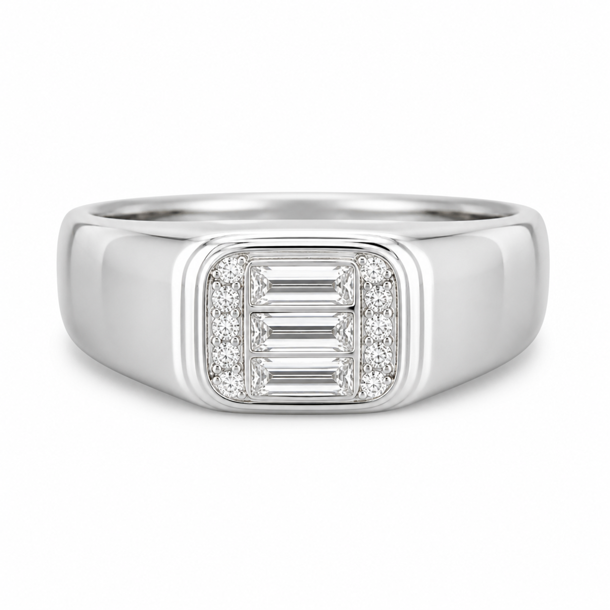 Gent's 14 Karat White Gold Lab-Grown Diamond Fashion Ring 1.02 cttw