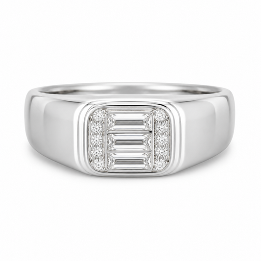 Gent's 14 Karat White Gold Lab-Grown Diamond Fashion Ring 1.02 cttw