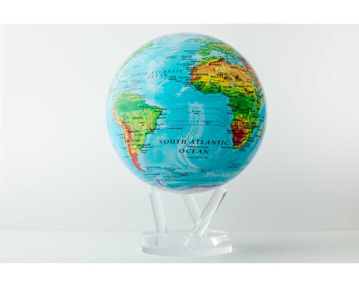 BLUE RELIEF MAP WORLD GLOBE 8.5